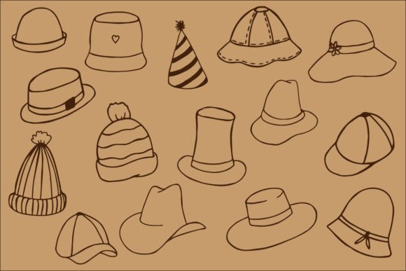 14 Doodle Illustrations of Hats: Graphics Review