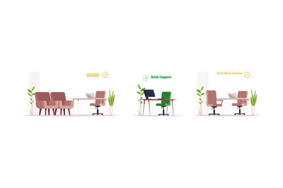 Bank Lobby Furniture Graphics: SVG Illustrations Review