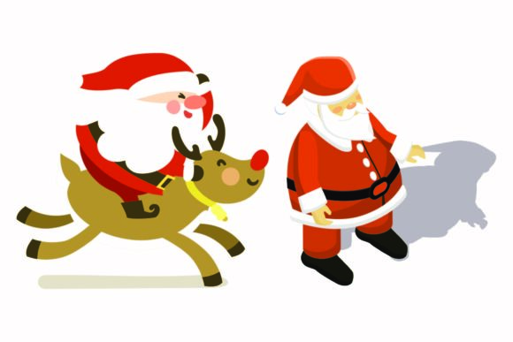 Christmas Santa Funny Deer Graphics & Illustrations