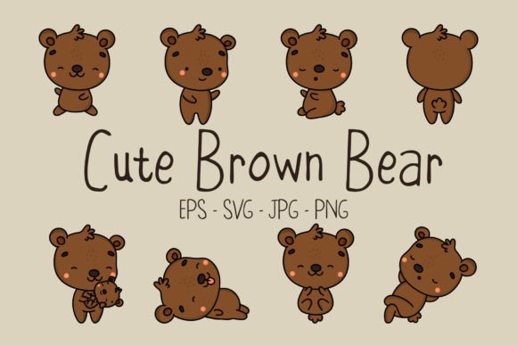 Cute Brown Bear Graphics: Illustrations for Branding