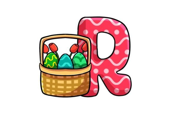 Cute Easter Egg Alphabet R Graphics & Illustrations
