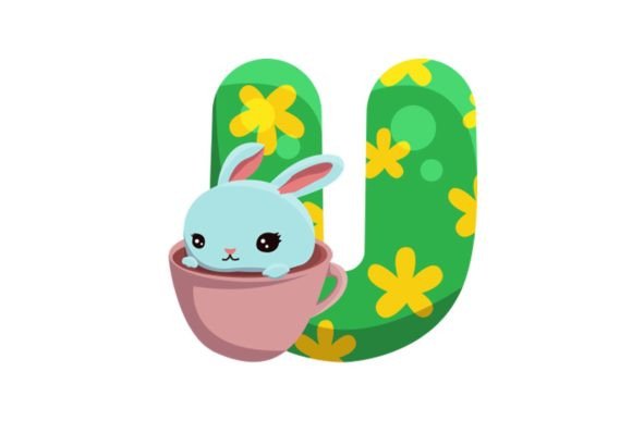 Cute Easter Egg Alphabet U Graphics & Illustrations