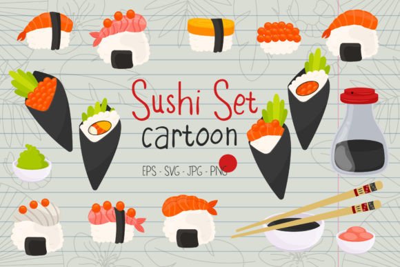 Cute Sushi Graphics & Illustrations for Local Branding