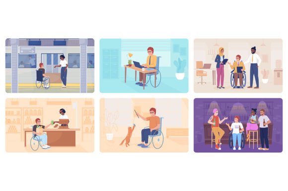 Disabled Person Lifestyle Graphics and Illustrations