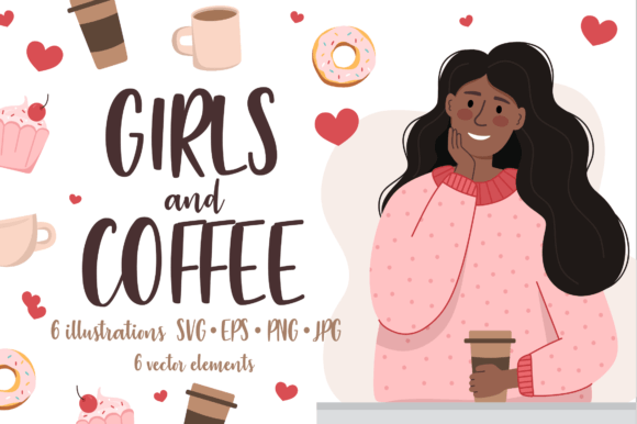 Girls and Coffee Illustrations: Graphics for Digital Products