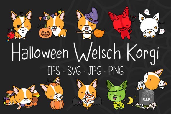 Halloween Corgi Graphics: Cute Illustrations for Branding