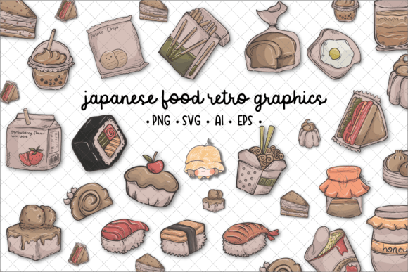 Japanese Food Retro Style Graphics & Illustrations