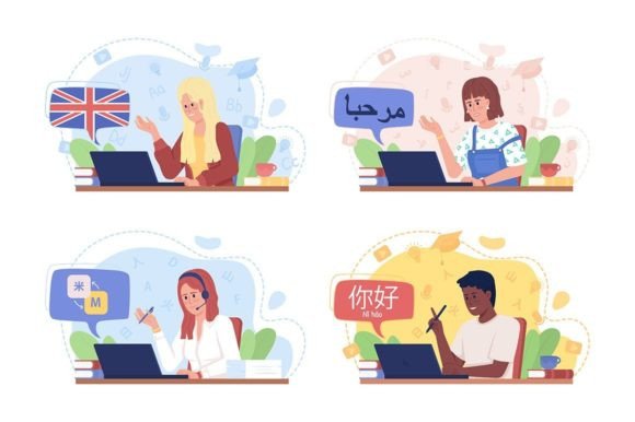 Speaking Foreign Language Graphics & Illustrations