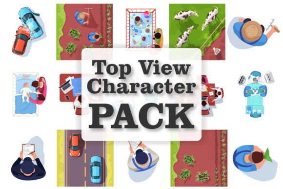 Top View Character SVG Illustrations Set: Graphics Review